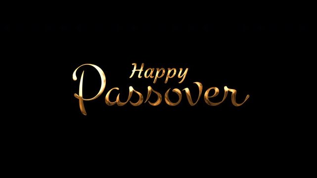 Golden passover text against a black background, suitable for passover celebration greeting cards, invitations, and social media posts.
