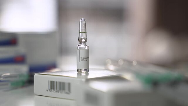 Orbiting Shot Around Testosterone Ampoule, TRT Medication