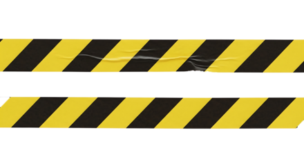 Black and yellow caution tape on white background stripes warning