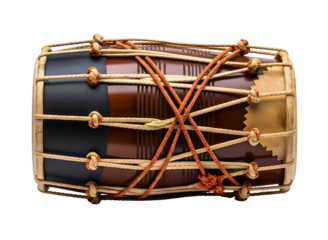 Traditional dholak drum isolated isolated on transparent background