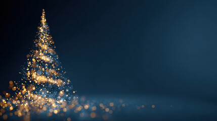 Sparkling Christmas Tree: A glowing Christmas tree illuminated against a deep blue background, symbolizing the festive season and creating a warm, inviting atmosphere.