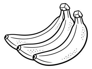 Hand drawn line art fruit set featuring three bananas for healthy eating designs