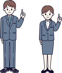 Business person pointing and guiding - Line art illustration