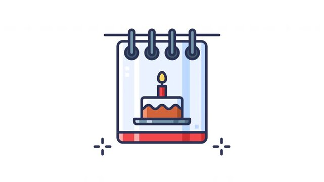Birthday Calendar Animated Icon. Seamless Looping