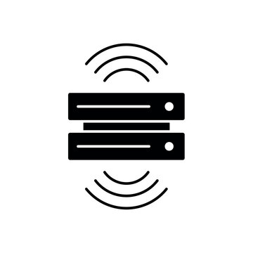 Icon a sensor data server with signal waves, isolated against a clean background.