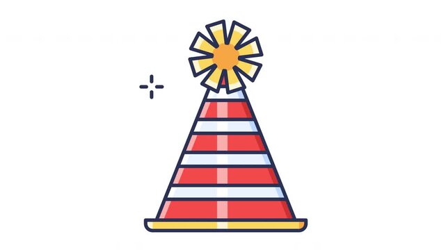 Birthday Hat Animated Icon. Seamless Looping