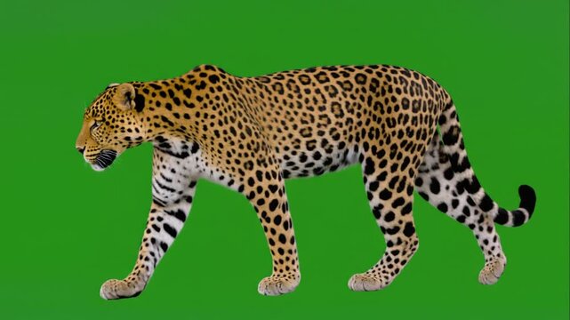leopard  isolated on green screen background