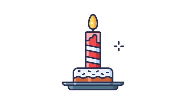 Cake Candle Animated Icon. Seamless Looping