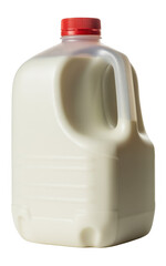 Plastic milk bottle with red cap on black plastic bottle isolated on a transparent background