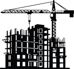 Naklejka premium Construction site with crane and building under development construction site with crane and building under development