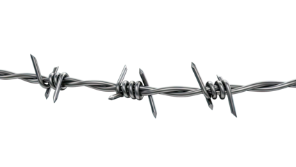 Barbed Wire Against a White Background
