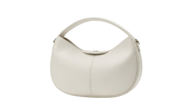 Soft white crescent hobo bag with wide top handle and smooth minimalist leather, perfect for relaxed everyday outfits and modern casual elegance

