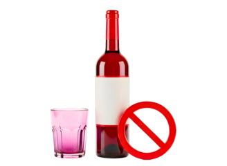 No alcohol drink sign isolated on transparent background