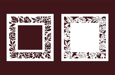 A frame template with cut out flowers for a photo or postcard