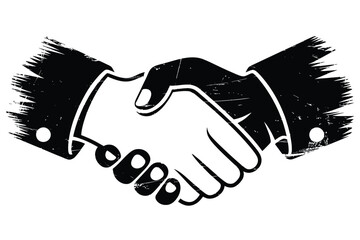 A symbolic gesture of agreement Two hands clasped in a firm handshake
