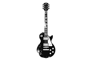 Black and white illustration of a les paul style electric guitar