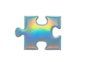 Obraz premium Holographic puzzle piece icon isolated on transparent background