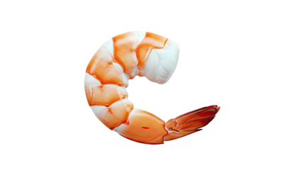 Cooked Shrimp Tail Isolated on White