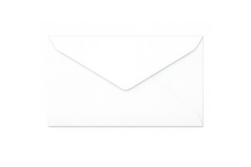 White closed paper envelope back with seal flap for mail, letter, and direct marketing correspondence on transparent background