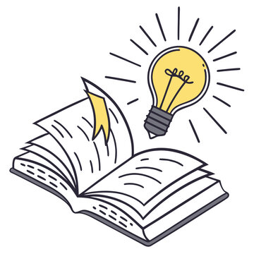 Open Book with Glowing Light Bulb: Symbolizing Learning & Ideas