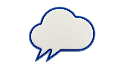 3D Speech Bubble Icon with Blue Outline