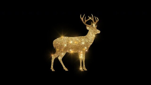 Luxury Deer with golden glitter, alpha channel