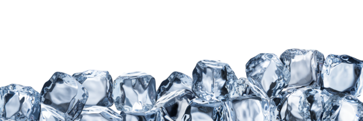 Highly Detailed Ice Cubes on Transparent Background. PNG File. Ready to use. Perfect for use with cold, icy drinks and beverage concepts.