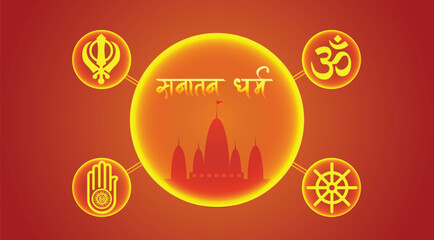 Sanatan Dharma Spiritual Concept Illustration Representing Eternal Faith And Sacred Symbols vector poster