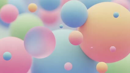 Abstract floating colorful spheres background with soft 3D light effect