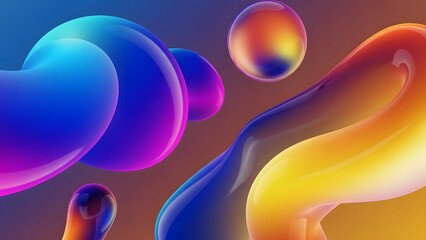 Colourful 3D abstract spheres background with vibrant gradient and futuristic creative design