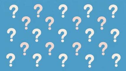 Question marks appearing on a blue background, abstract concept footage. - Powered by Adobe
