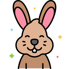 Cute Smiling Bunny Cartoon Portrait &ndash; Happy Rabbit Face Illustration for Kids, Easter Cards, Stickers, Pet Shop Branding and Fun Animal Art

