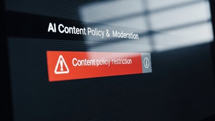 AI content policy and moderation alert on a digital interface highlights critical issues in artificial intelligence safety