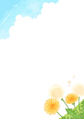 手描きのタンポポの背景イラスト