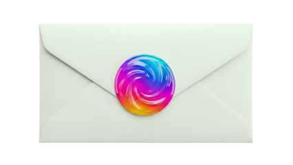 White Envelope with Colorful Swirl Seal