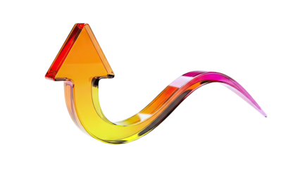 Glass Arrow with Gradient Colors Pointing Up