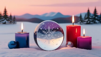 christmas candle and decorations