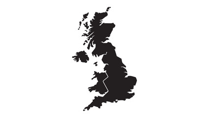 United Kingdom Great Britain map silhouette vector illustration with detailed borders for geographic design, European cartography projects, and educational presentations