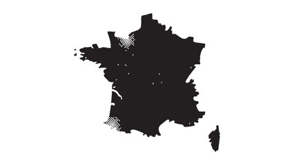 France country map silhouette vector illustration with detailed border for geographic design, European cartography projects, and international educational presentations