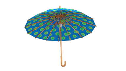 Blue and green polka dot umbrella