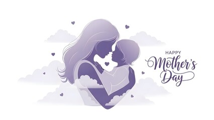 Obraz premium Mother holding baby silhouette with soft pastel background showing love and care
