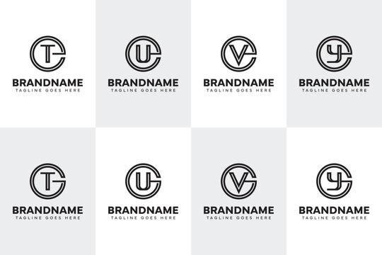 Letters ET EU EV EY GT GU GV GY Logo Monogram Set, for TE UE VE YE TG UG VG YG initials