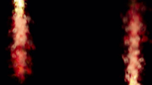 Up And Down Fire Flame Throwing VFX Animation Cartoon Style On Transparent Background 