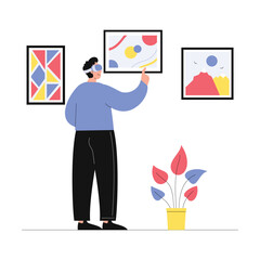 Virtual Art Exhibition Vector Flat Illustration EPS 10 File 