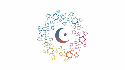 Fototapeta premium Crescent Moon and Star Icon Design.