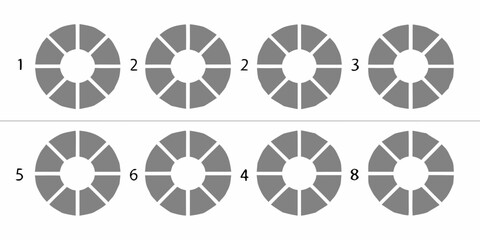 Circular diagrams with segmented sections and numerical labels displayed clearly