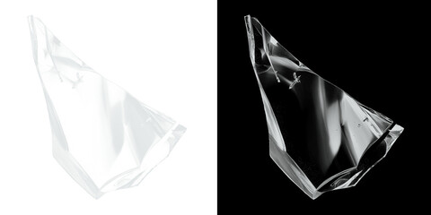 Fototapeta premium Shattered glass fragments on black and white backgrounds