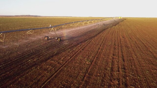Aerial of centre pivot irrigation system on a farm