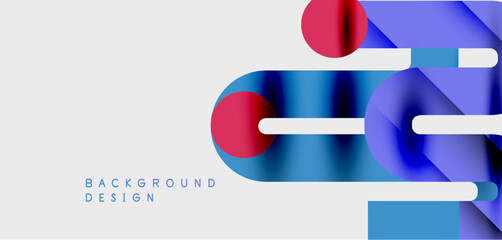 Obraz premium Abstract geometric shapes, vibrant blue, pink hues. Minimalist design, clean lines, modern aesthetic. White space dominates composition.