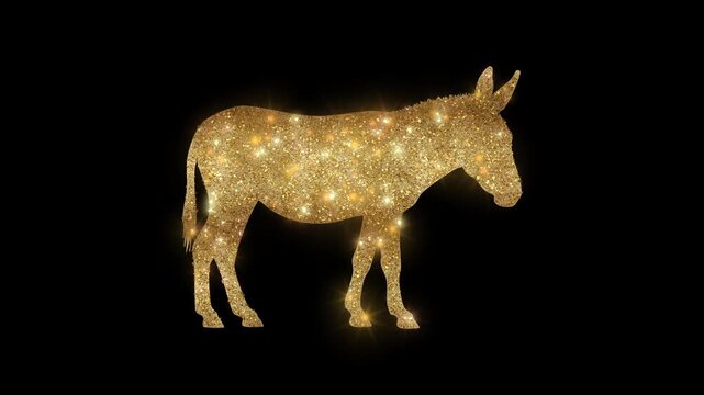 Luxury Donkey with golden glitter, alpha channel